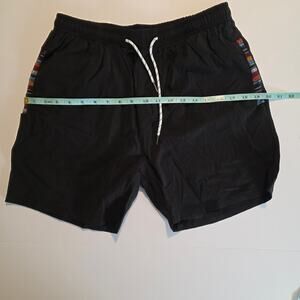 Mens Black Swim Trunks Large Athletic Beach Shorts Drawstring Stretch
